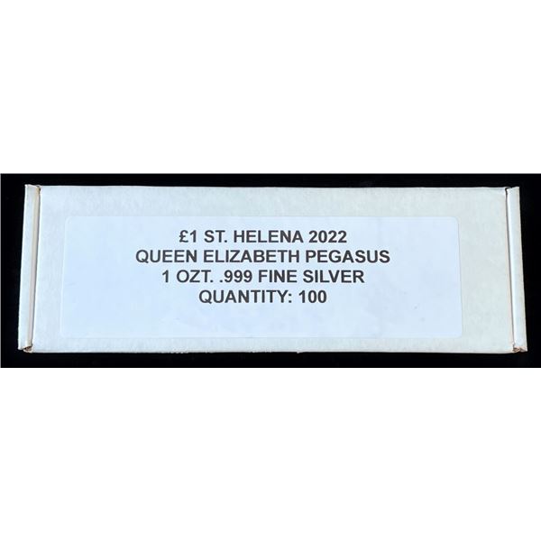 Box (100-coin) 2022 St.Helena Q.E 1oz Pegasus .999 Slvr