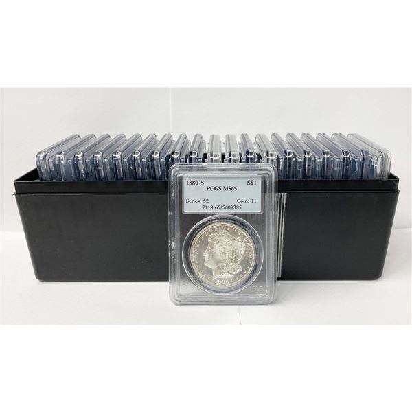(20) Mixed Date & MM PCGS MS65 Morgan Silver Dollars