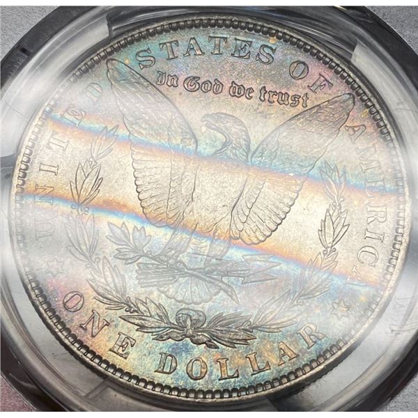 Rainbow Toned 1887 Morgan Silver Dollar PCGS MS62