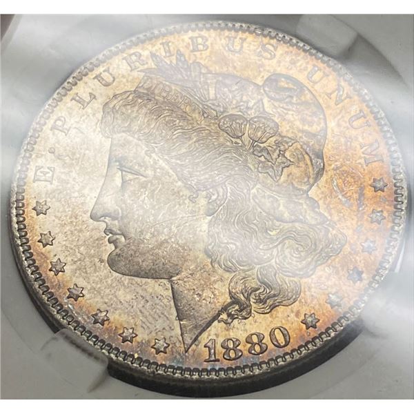1880-O Morgan Silver Dollar MS63 Roll End Toning
