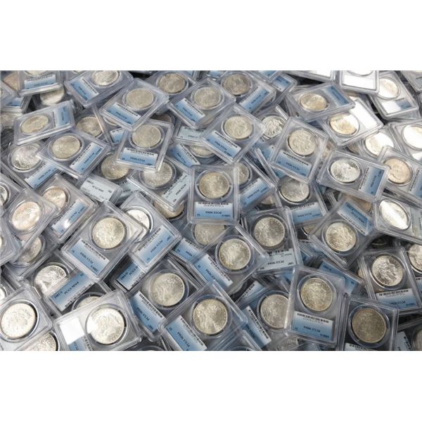 (100) Mixed Date & MM PCGS MS64 Morgan Silver Dollars