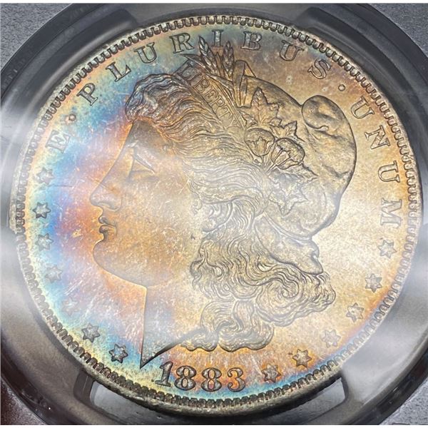 Rainbow Toned 1883-O Morgan Silver Dollar PCGS MS63