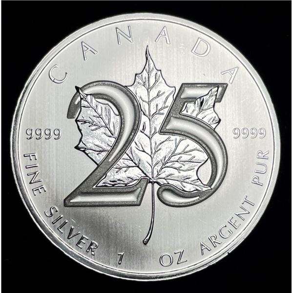 25th Anniver. 2013 Canada Maple Leaf 1 ozt .9999 Silver