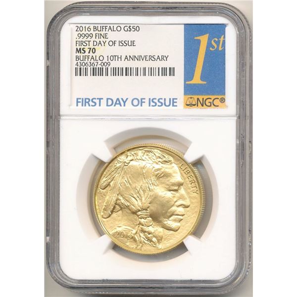 Last Min! Special Label 2016 1ozt Buffalo Gold NGC MS70