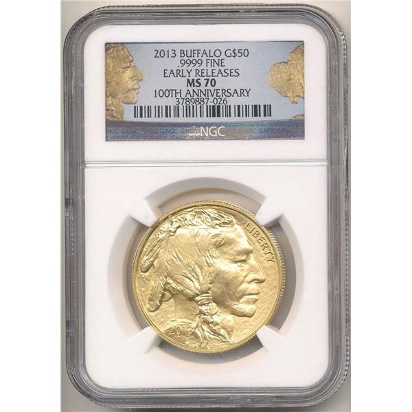 Last Min! Special Label 2013 1ozt Buffalo Gold NGC MS70