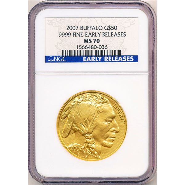 Last Minute! 2007 1 ozt 9999 Gold Buffalo NGC MS70