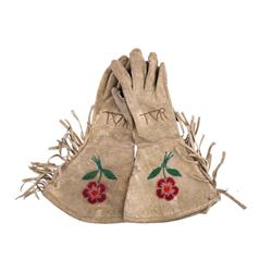 Pair of Ladies fringed and beaded Gauntlets