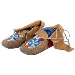 Pair of  West Shoshone beaded moccasins