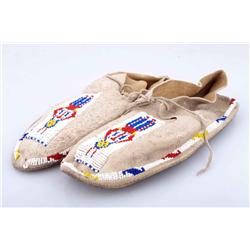 Pair of Plains Indian beaded moccasins