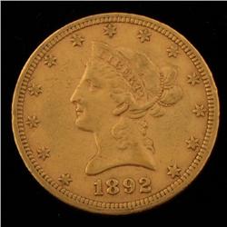 1892 $10 Gold Liberty VF-XF.