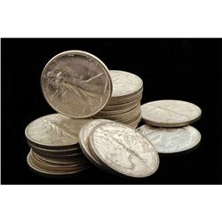 21 Walking Liberty half dollars,