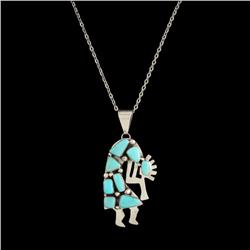 Ladies Sterling Silver and Turq Kokopelli