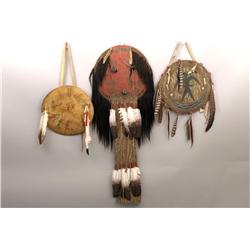 Three Northern Plains rawhide war shields