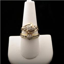 Pair of ladies 10K gold diamond cocktail