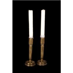 Pair of WWII trench art candle sticks