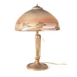Important antique hand painted shade with