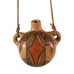 Excellent hand painted Hopi clay canteen