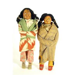 Pair Skookum 13 inches Indian Male Dolls