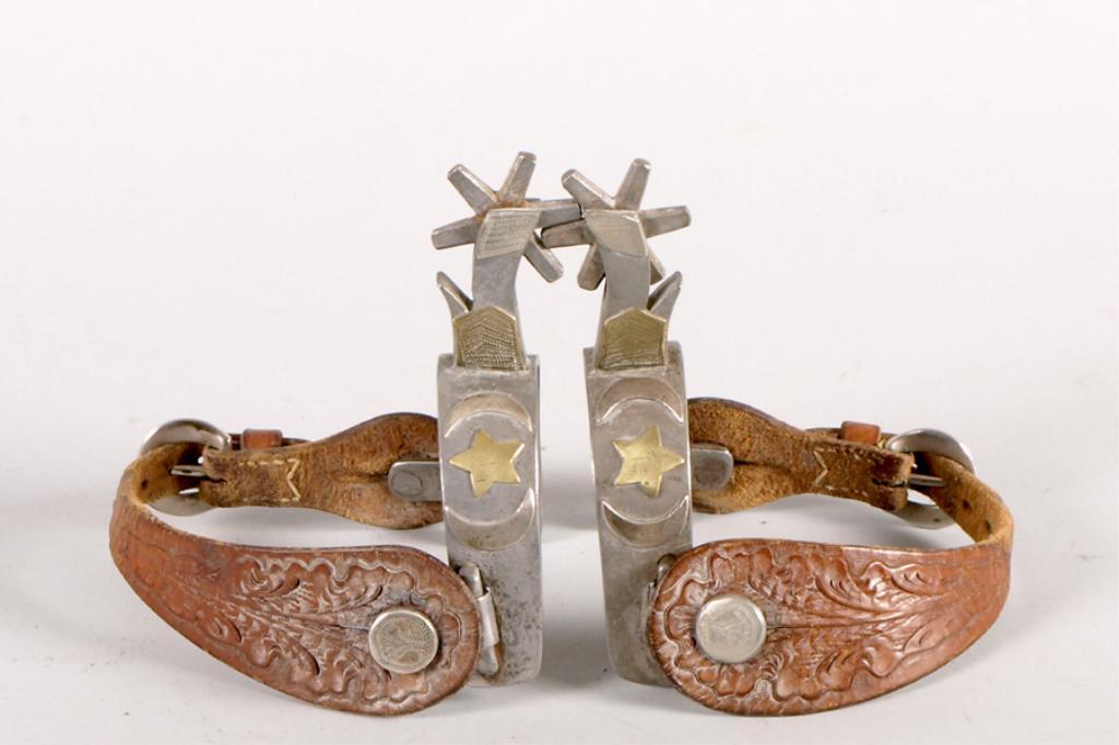 Bronc Riding Spurs 1 In Silver and brass mounted bronc spurs