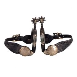Pair of silver mounted twisted shank spurs