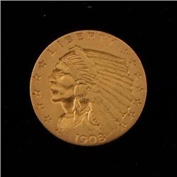 1908 $2 1/2 Gold Indian XF