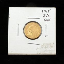 1915 US $2 1/2 Indian Gold Piece VG-AU
