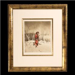 Original hand colored etching