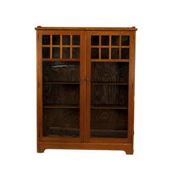 Antique oak double glass door curio cabinet