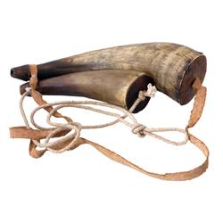 Collection of two antique powder horns