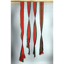 Four Zuni sashes in black, green and red