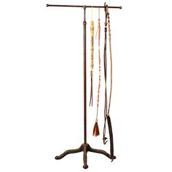 Collection of three rawhide whips.