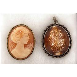 Lot of 2 Ladies Antique Style Pendants