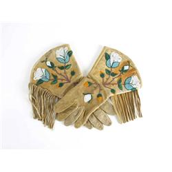 Pair of brain tanned & beaded Wild West