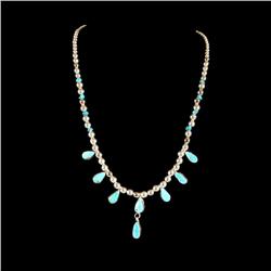 Silver beaded and turquoise ladies necklace