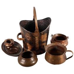 7 Piece collection of hammered copper