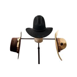 Mexican sombrero and 3 cowboy hats
