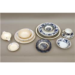 A collection of blue and white dishes