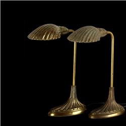 Set of 2 Tiffany style clam shell brass
