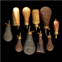 Lot of 10 powder flasks