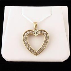 Ladies 18K gold heart drop pendent