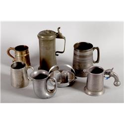 Collection of 6 pewter steins