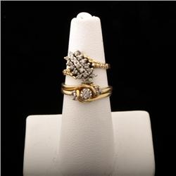 Ladies yellow gold 14K wedding set with