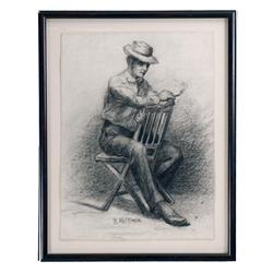 Framed Charcoal drawing by Bernard Volkmer