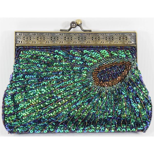 SEQUINED PEACOCK THEMED CLUTCH 