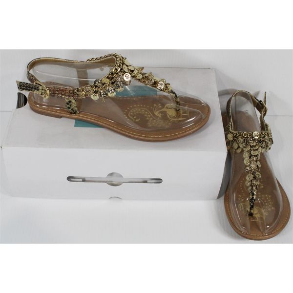 CALL IT SPRING GOLD CHARM TRIMMED SANDALS