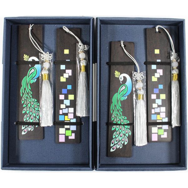 2 HAND PAINTED WOOD BOOKMARK GIFT SETS 