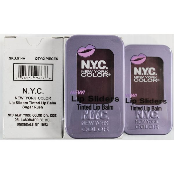 4 NEW NYC LIP SLIDERS SUGAR RUSH TINTED LIP BALM -