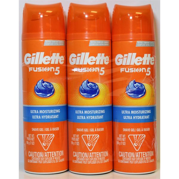 LOT OF 3 GILLETTE FUSION 5 SHAVE GEL 