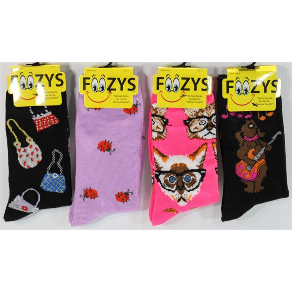 FOOZYS NOVELTY SOCKS - PURSES, LADY BUGS, CAT AND DOG