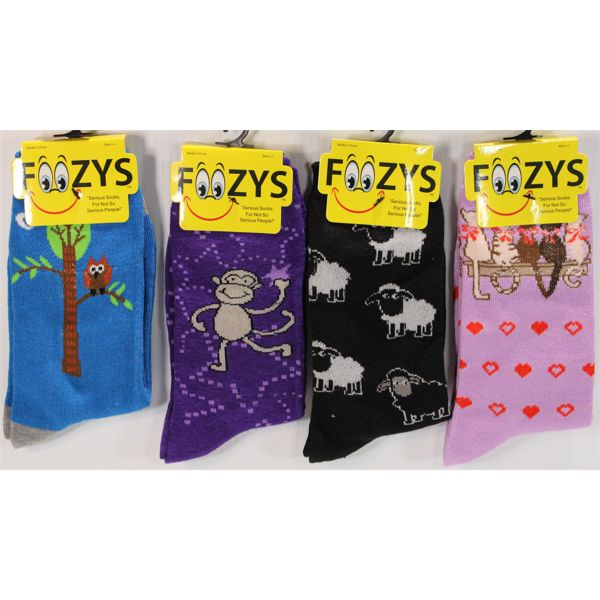 FOOZYS NOVELTY SOCKS - OWLS, CATS, SHEEP, MONKEYS